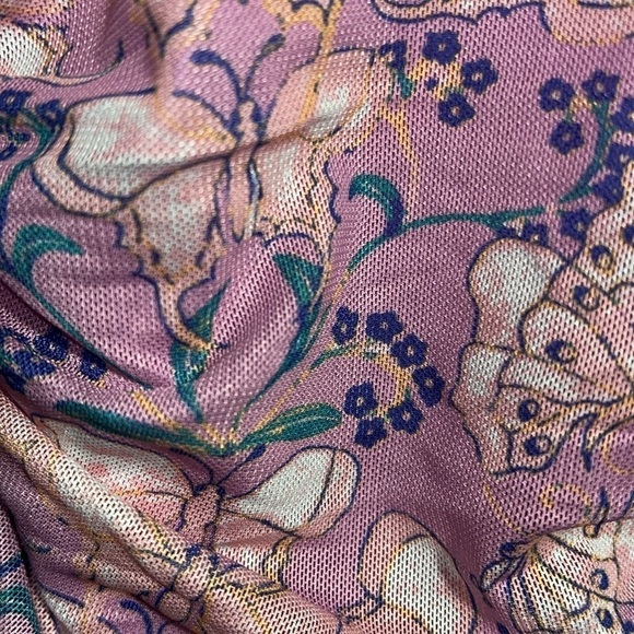 FREE People Pink Floral Butterfly Milkshake Mesh Lace Up Back Bodysuit sz Small - Picture 8 of 12